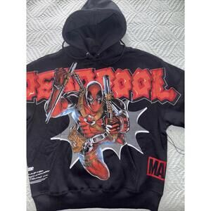 Marvel Men's Large Graphic Roses Concrete Hoodie Deadpool Wolverine Civil Regime